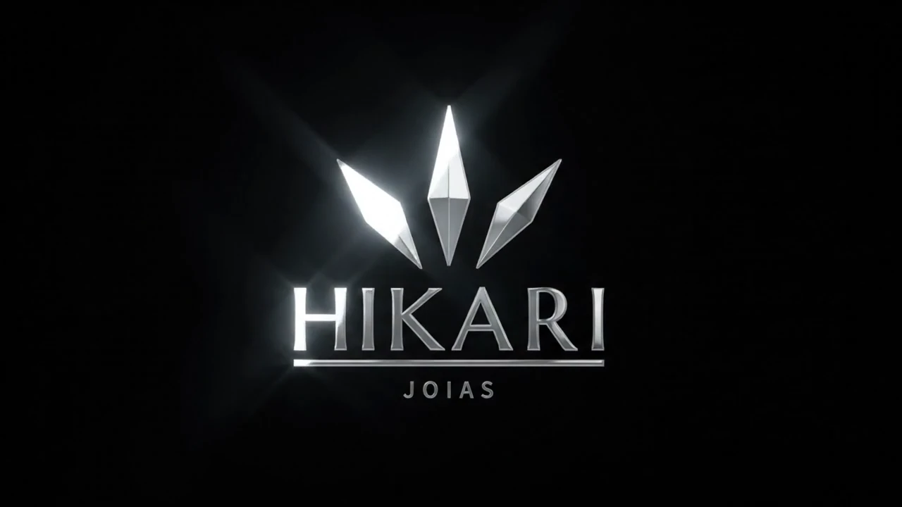 Assinatura da Hikari revelada em prata sobre fundo preto. Cena do filme conceitual.